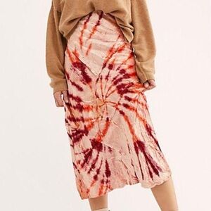 Free People Serious Swagger Tie Dye Velvet Midi Maxi Skirt NWT